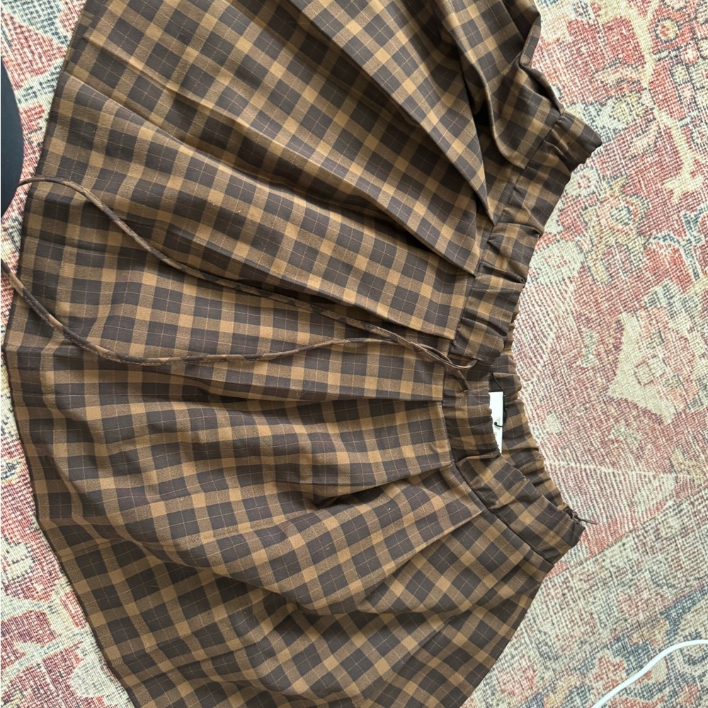 Zara Checkered Brown A-Line Skirt